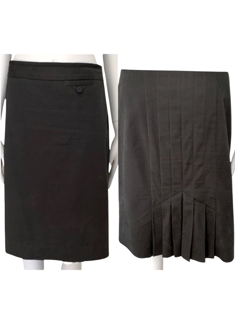 MARC BY MARC JACOBS Black Pleated Back Cotton Pencil Skirt Size 6